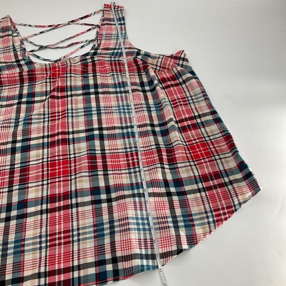 Torrid Plaid Sleeveless Tank Top Crisscross Back plus Size 4 4X  24 holiday red - Picture 7 of 11